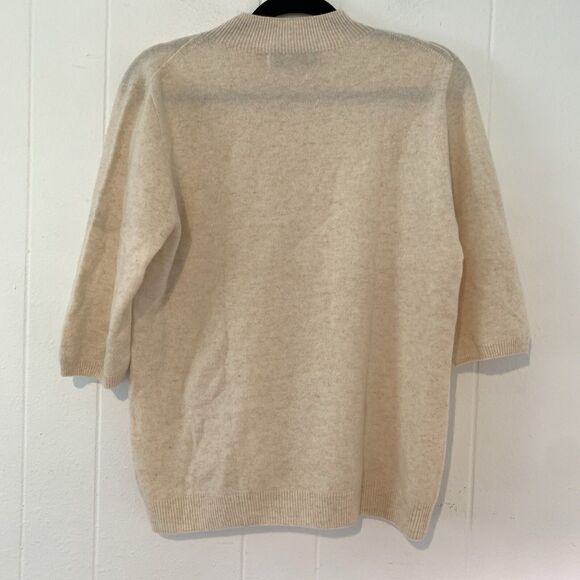 Liny Xin Womens Large Superfine Merino Wool 3/4 Sleeve Sweater Ivory Gold Lot 2 - Picture 11 of 14